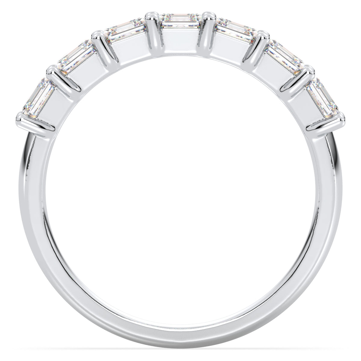 Half Eternity Asscher Cut Lab Grown Diamond Ring in White Gold