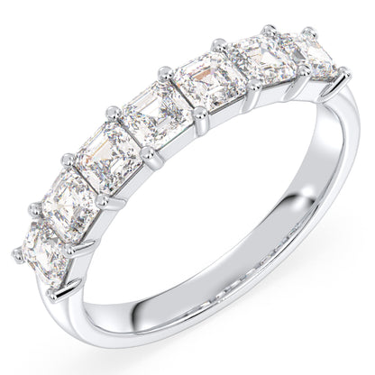 Half Eternity Asscher Cut Lab Grown Diamond Ring in White Gold