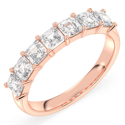 Half Eternity Asscher Cut Lab Grown Diamond Ring in Rose Gold