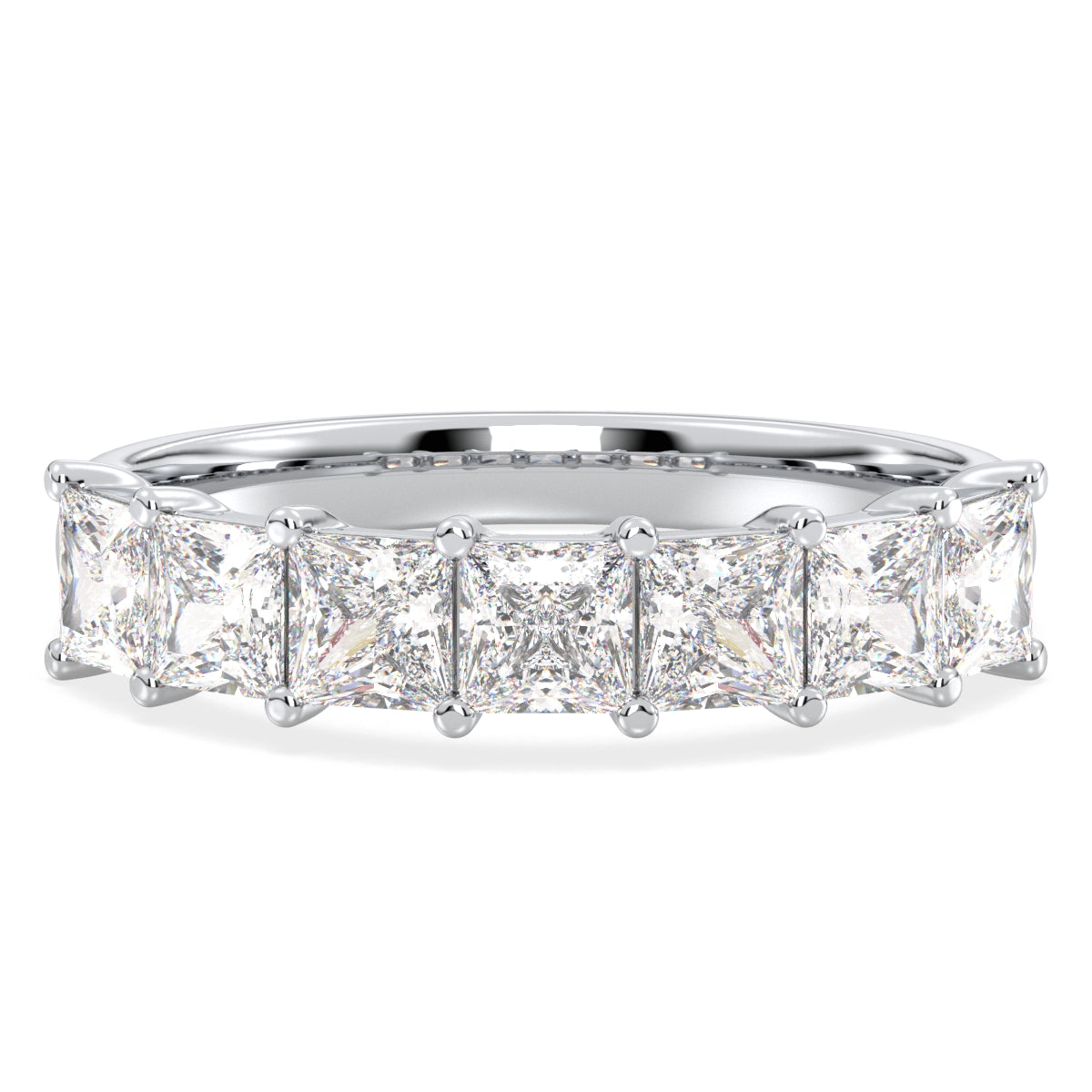 Half Eternity Princess Cut Lab Grown Diamond Ring in White Gold