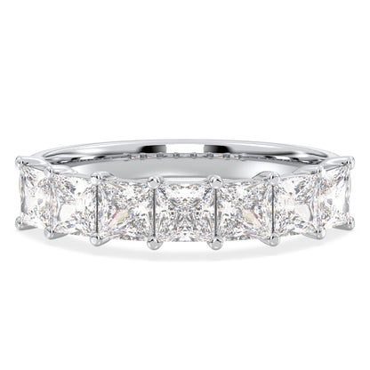 Half Eternity Princess Cut Lab Grown Diamond Ring in White Gold