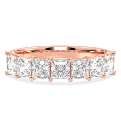 Half Eternity Princess Cut Lab Grown Diamond Ring in Rose Gold