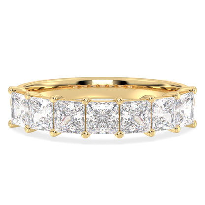 Half Eternity Princess Cut Lab Grown Diamond Ring in Yellow Gold