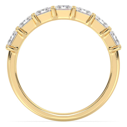 Half Eternity Princess Cut Lab Grown Diamond Ring in Yellow Gold