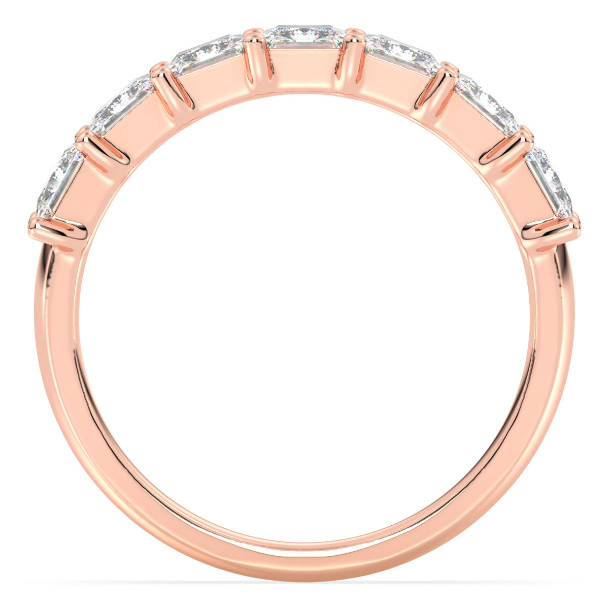 Half Eternity Princess Cut Lab Grown Diamond Ring in Rose Gold