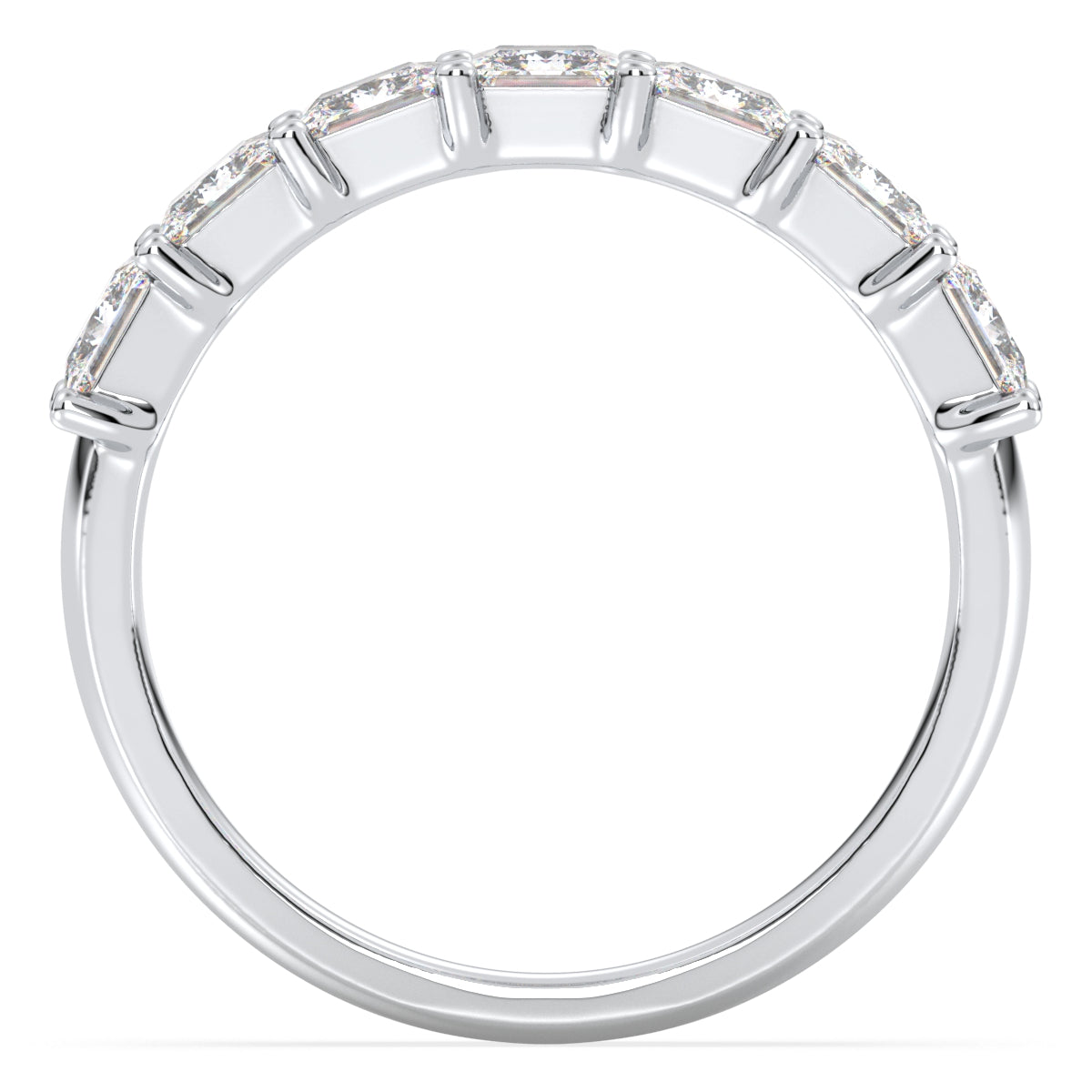 Half Eternity Princess Cut Lab Grown Diamond Ring in White Gold