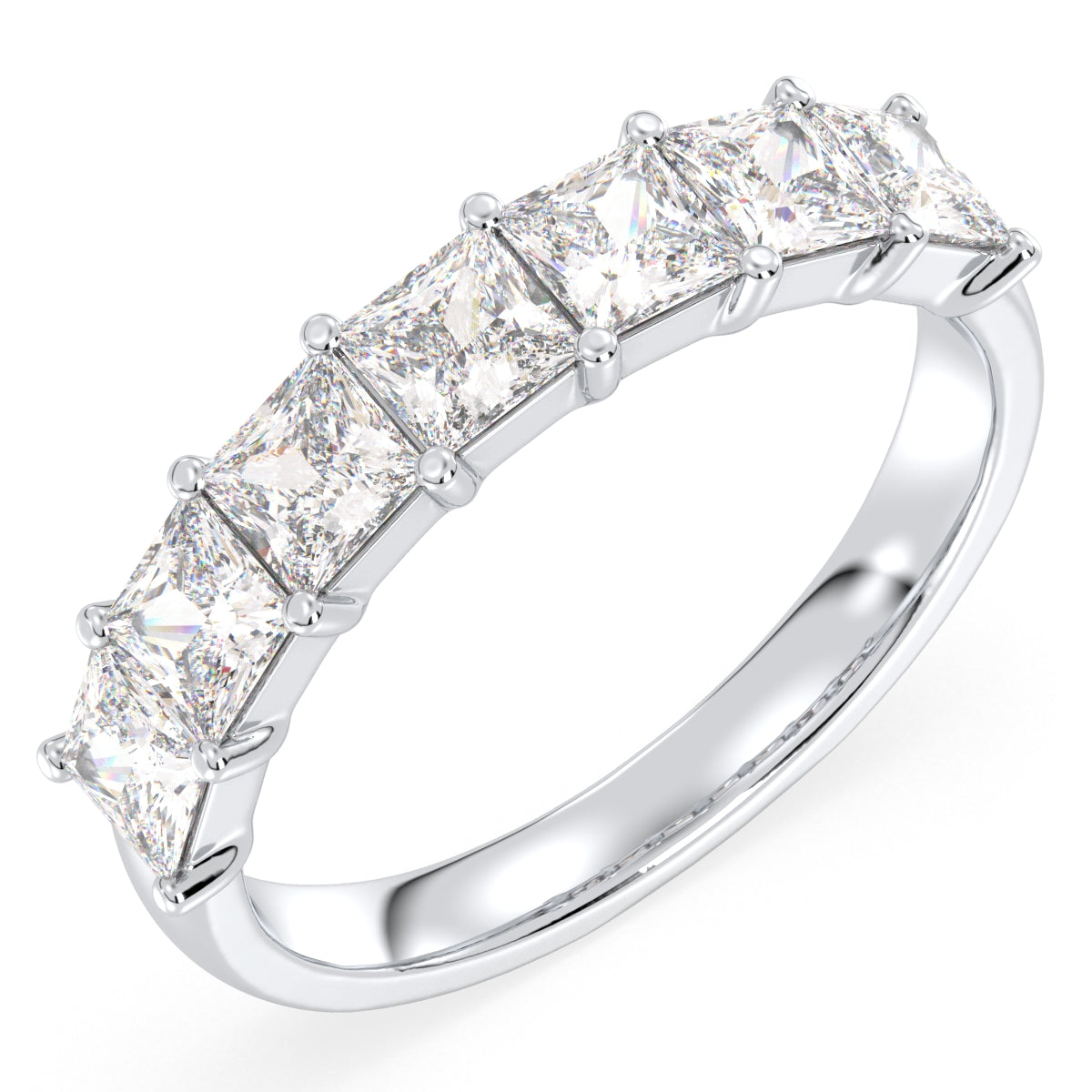 Half Eternity Princess Cut Lab Grown Diamond Ring in White Gold