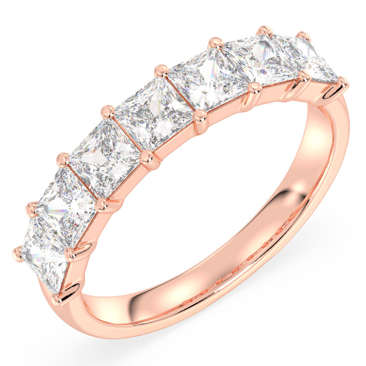 Half Eternity Princess Cut Lab Grown Diamond Ring in Rose Gold