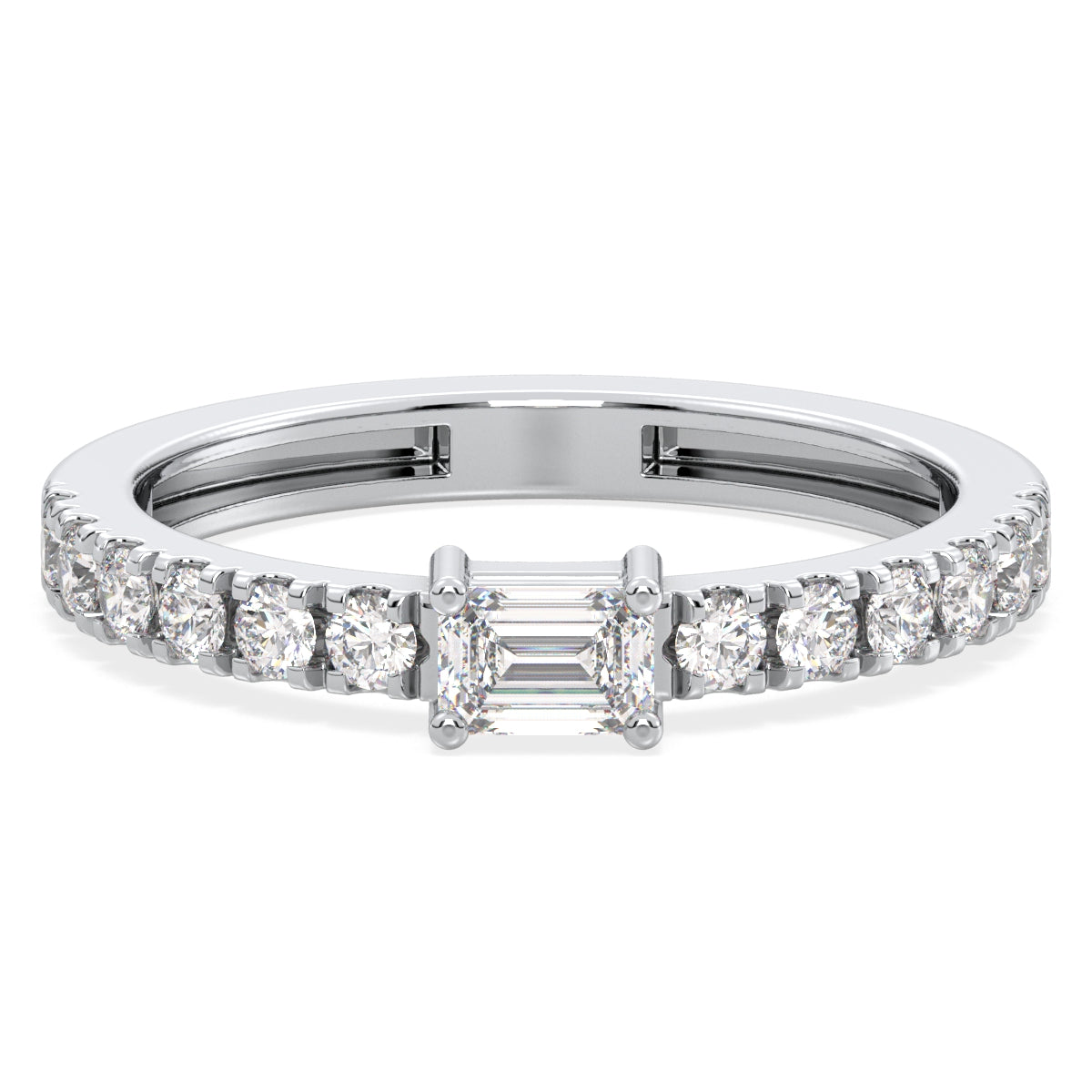 Breathtaking Half Eternity Band Ring in White Gold-Lab Grown Diamonds