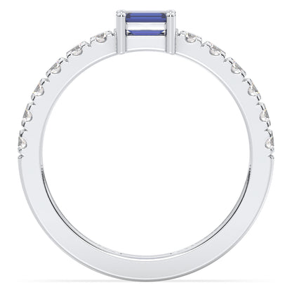 Breathtaking Half Eternity Band Ring in White Gold-Lab Grown Blue Sapphire