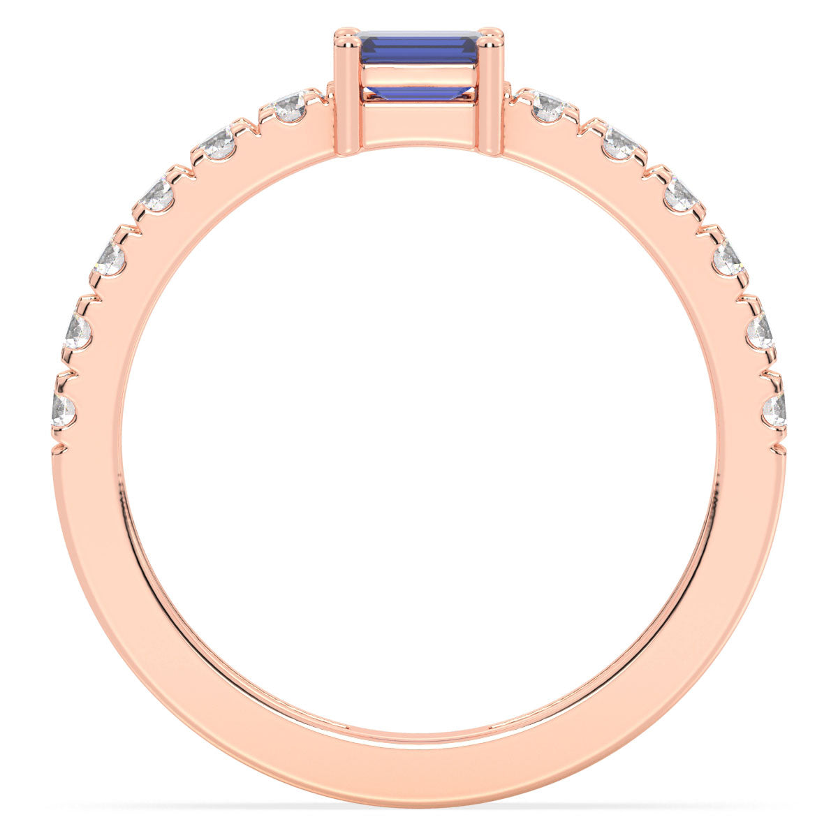 Breathtaking Half Eternity Band Ring in Rose Gold-Lab Grown Blue Sapphire