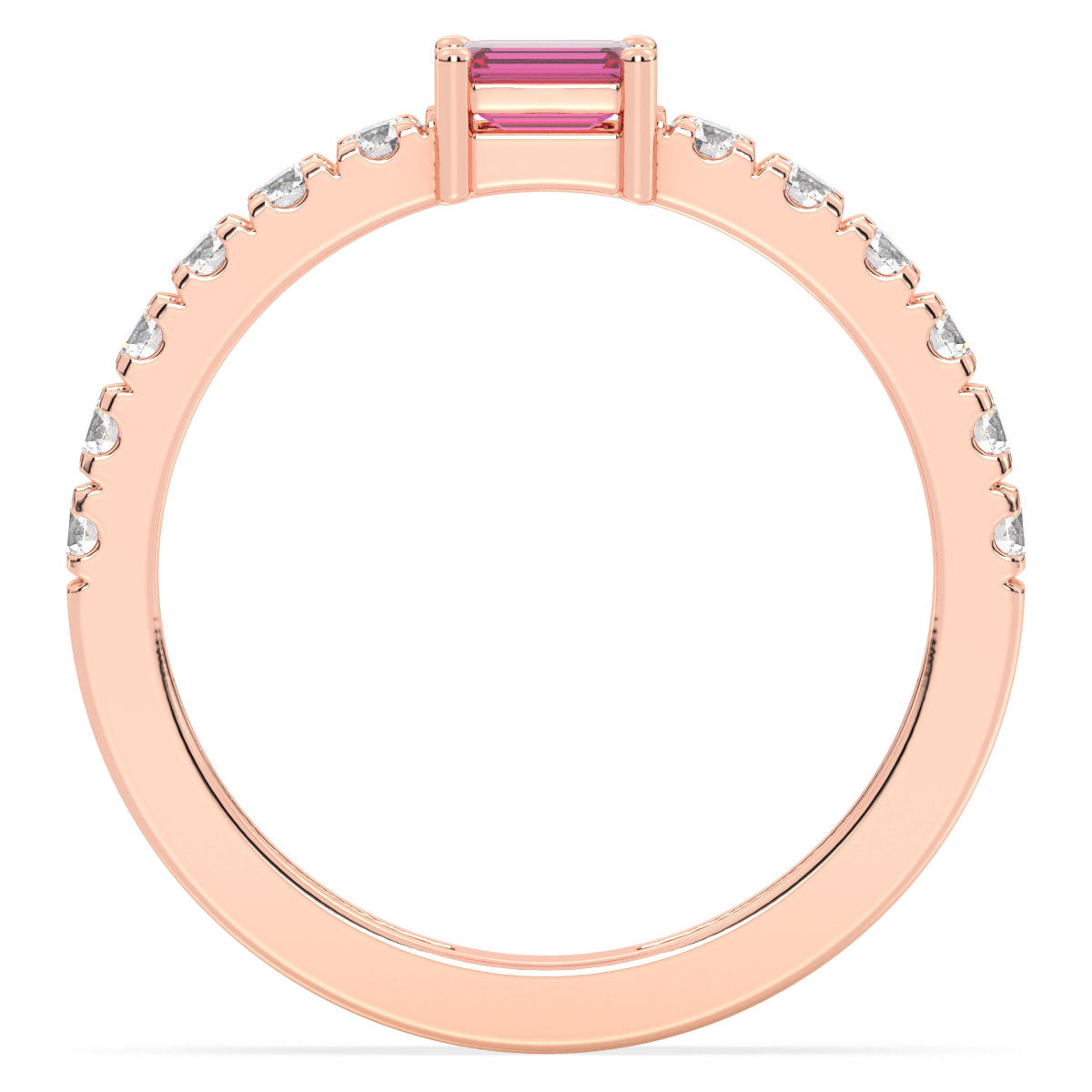 Breathtaking Half Eternity Band Ring in Rose Gold-Lab Grown Pink Sapphire