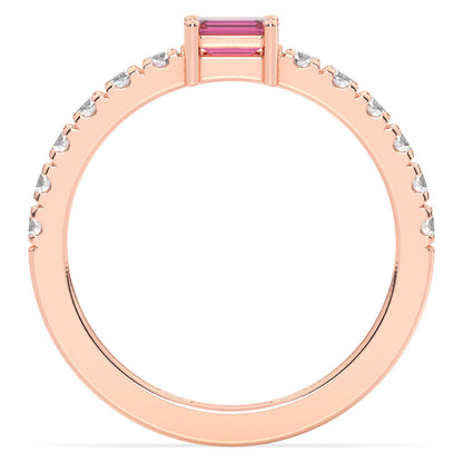 Breathtaking Half Eternity Band Ring in Rose Gold-Lab Grown Pink Sapphire