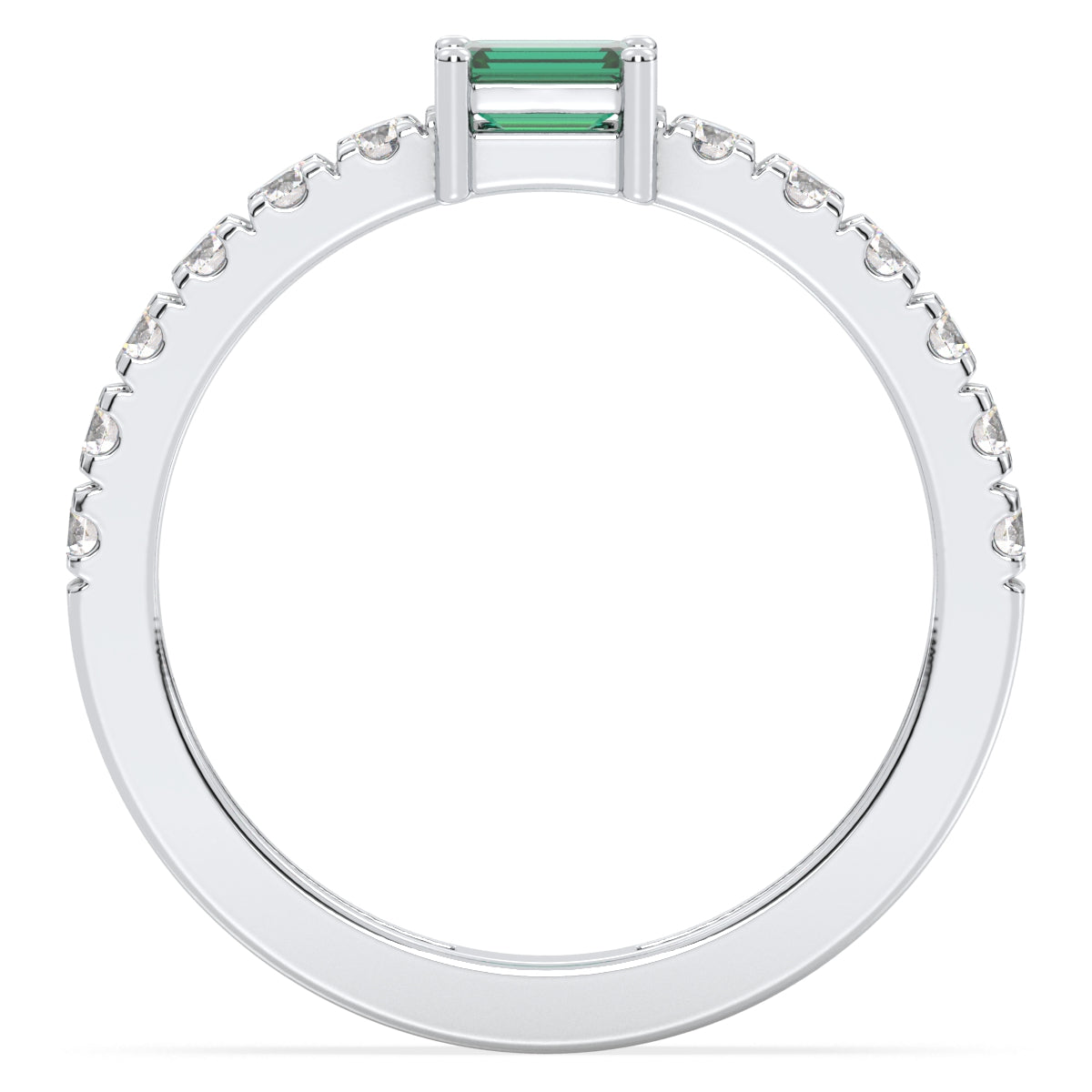 Breathtaking Half Eternity Band Ring in White Gold-Lab Grown Emerald