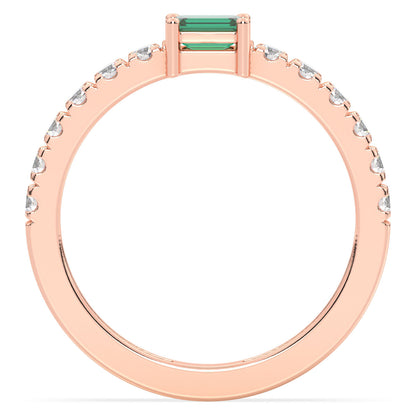 Breathtaking Half Eternity Band Ring in Rose Gold-Lab Grown Emerald