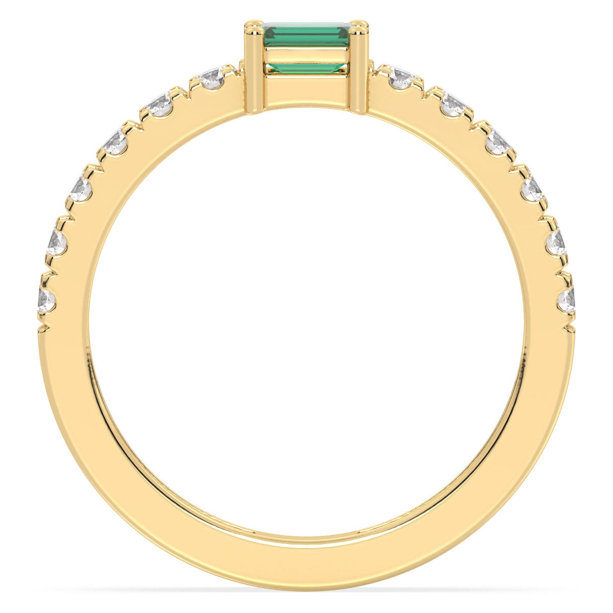 Breathtaking Half Eternity Band Ring in Yellow Gold-Lab Grown Emerald