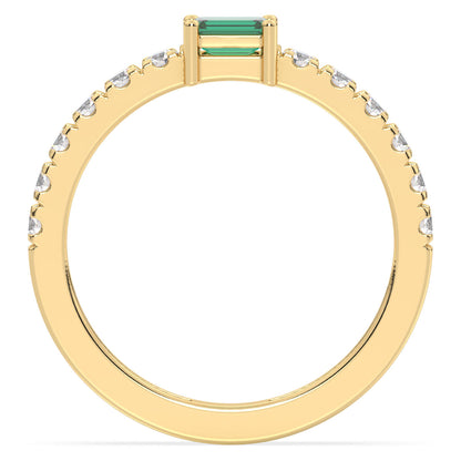 Breathtaking Half Eternity Band Ring in Yellow Gold-Lab Grown Emerald