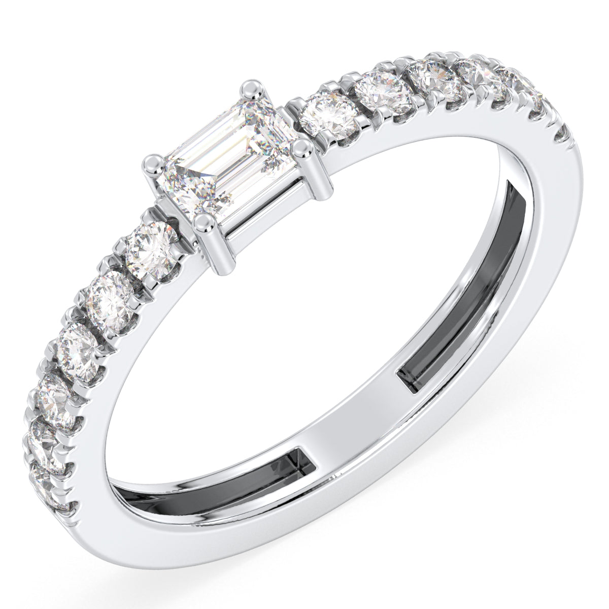 Breathtaking Half Eternity Band Ring in White Gold-Lab Grown Diamonds