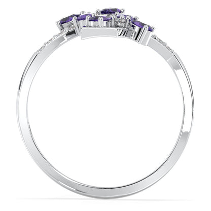 Bypass Amethyst and Moissanite Ring-White