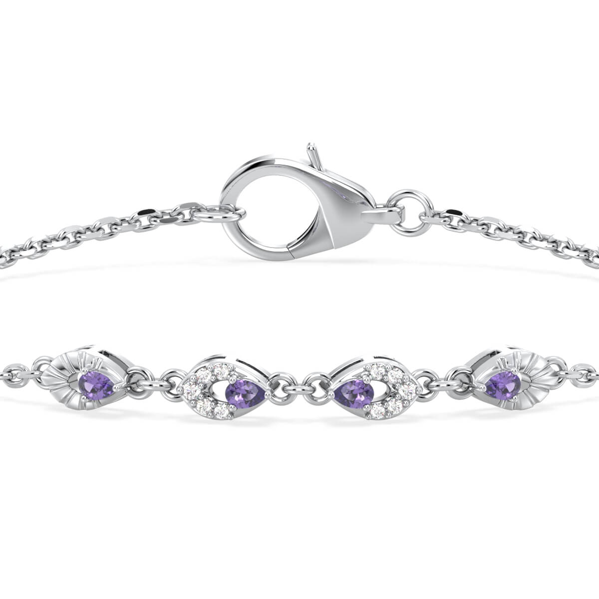 Amethyst Branch Bracelet - White