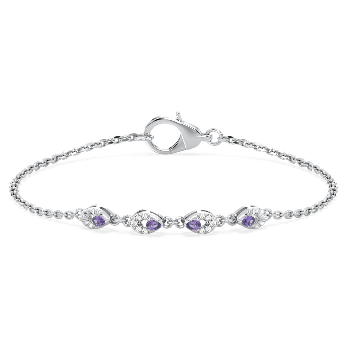 Amethyst Branch Bracelet - White