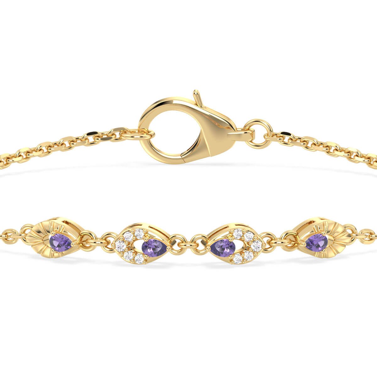 Amethyst Branch Bracelet - Yellow