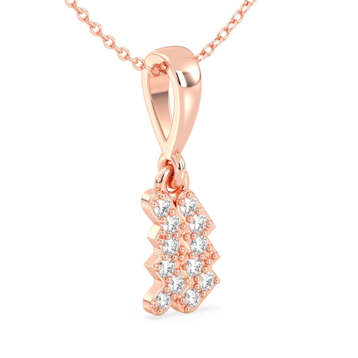 Aquarius Zodiac Moissanite Pendant-Rose