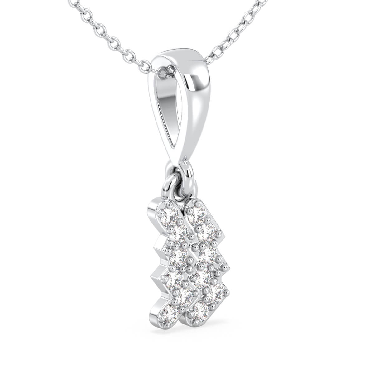 Aquarius Zodiac Moissanite Pendant-White