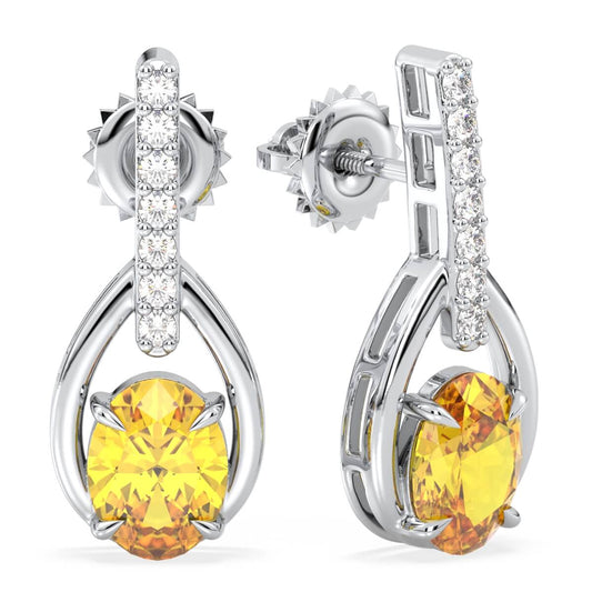 Classic Citrine Drop Earrings-White