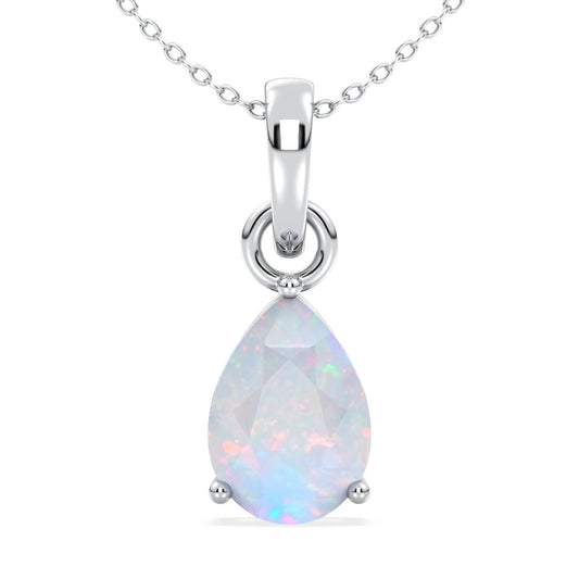 Classic Ethiopian Opal Dew Drop Pear Shape Pendant-White