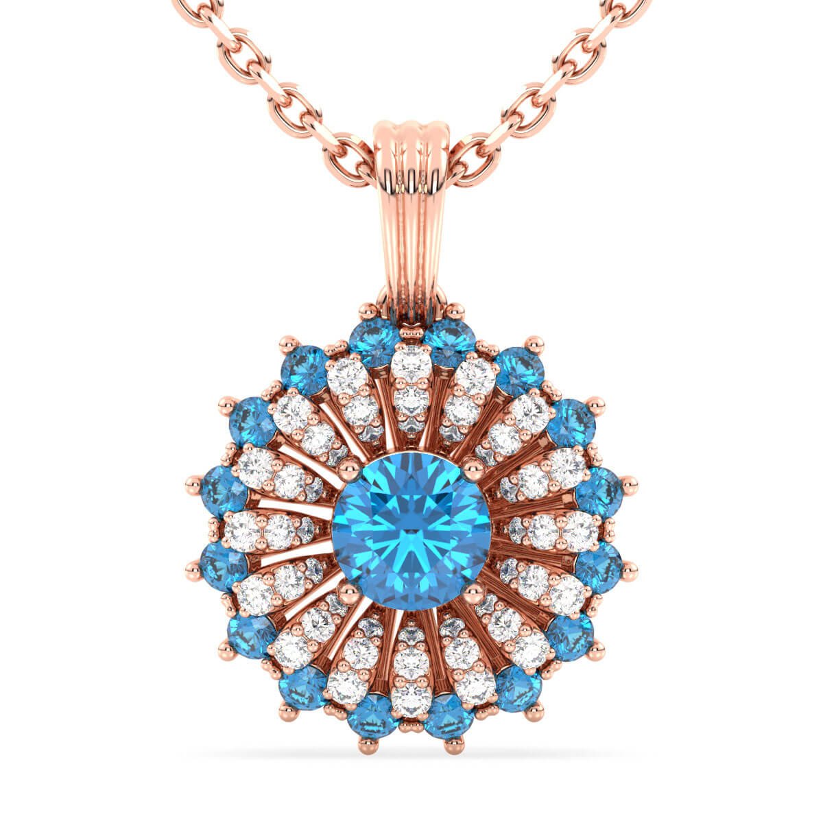 Dangling Swiss blue Topaz Cluster Pendant-Rose