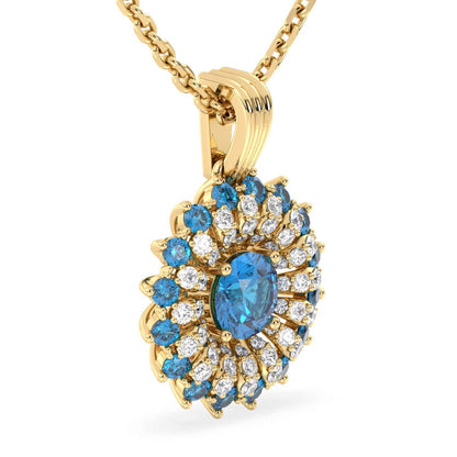 Dangling Swiss Blue Topaz Cluster Pendant-Yellow