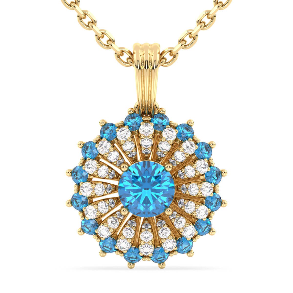 Dangling Swiss Blue Topaz Cluster Pendant-Yellow