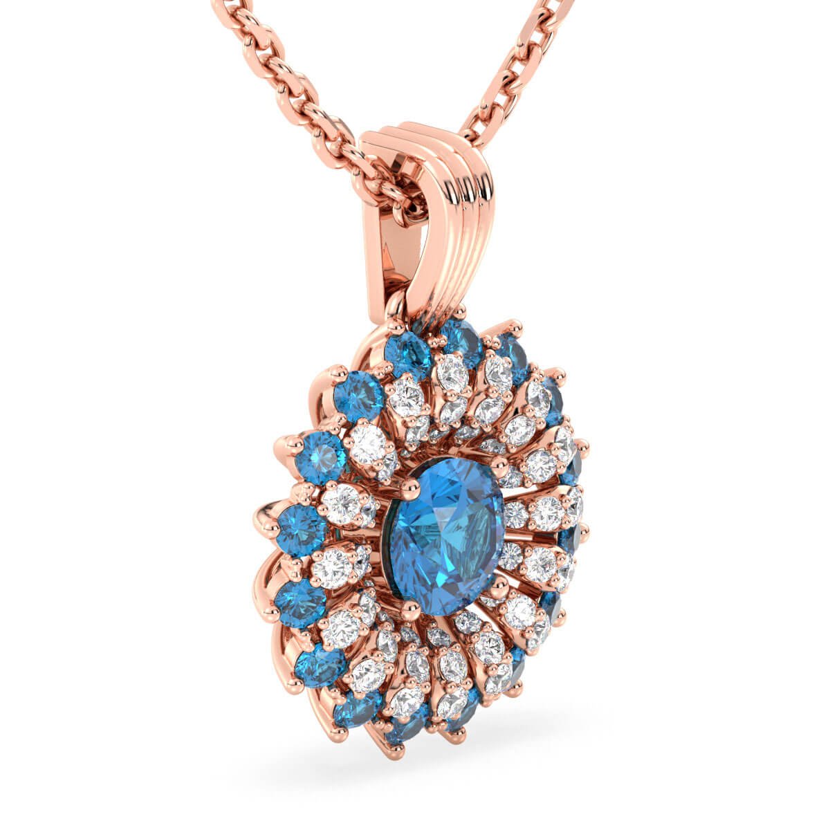 Dangling Swiss blue Topaz Cluster Pendant-Rose