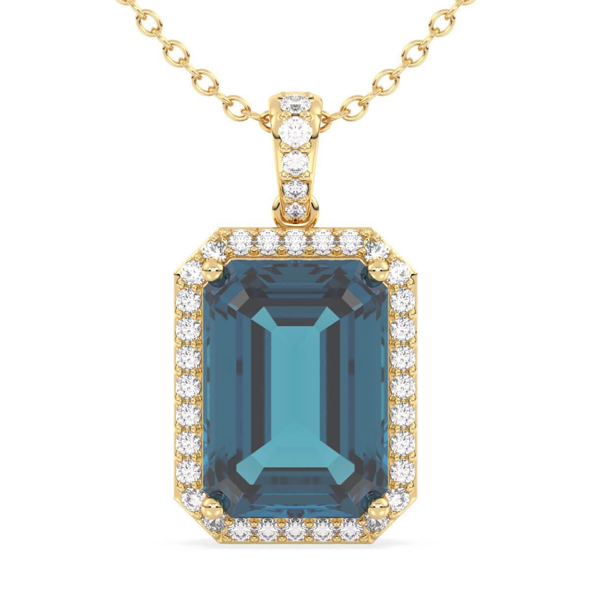 Octagonal London Blue Topaz Pendant - Yellow