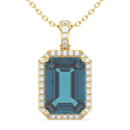 Octagonal London Blue Topaz Pendant - Yellow