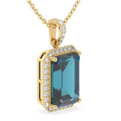 Octagonal London Blue Topaz Pendant - Yellow