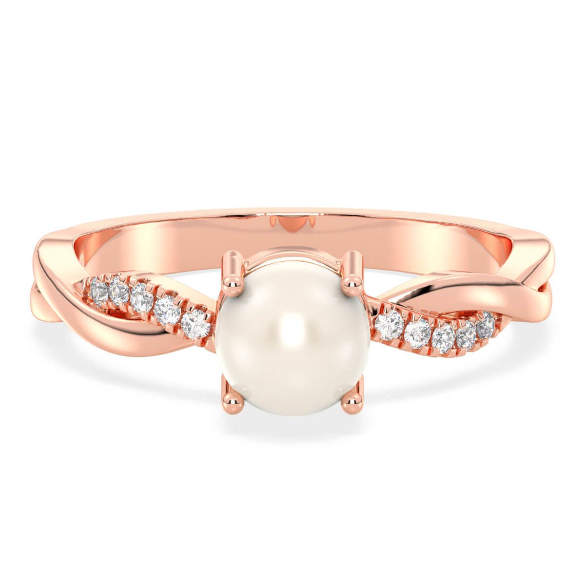 Freshwater Pearl Twist Shank Ring-Rose