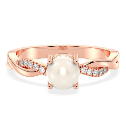 Freshwater Pearl Twist Shank Ring-Rose