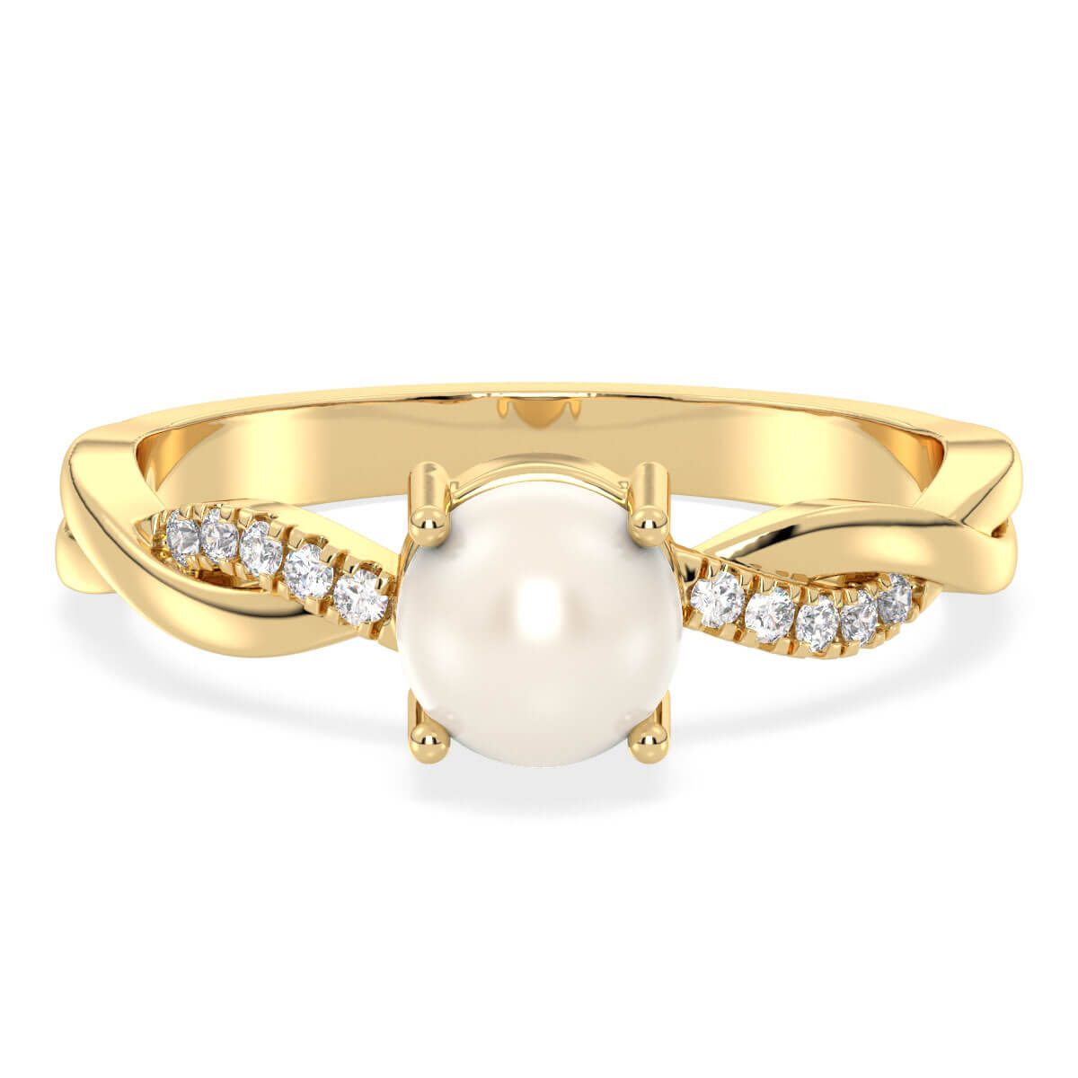 Freshwater Pearl Twist Shank Ring-Yellow