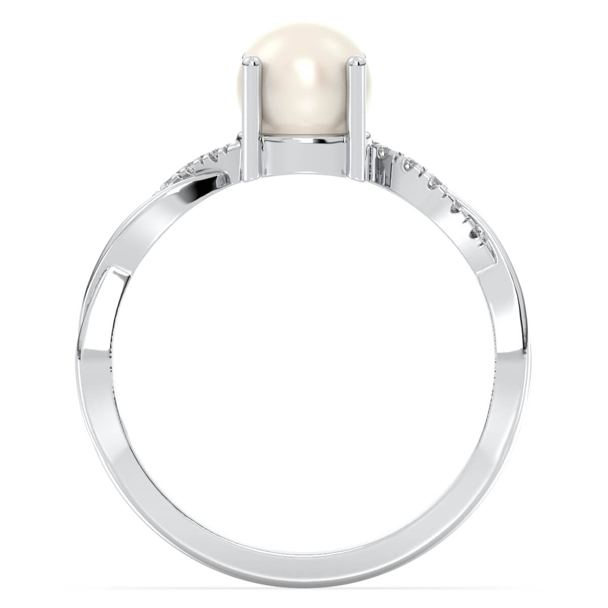 Freshwater Pearl Twist Shank Ring-White