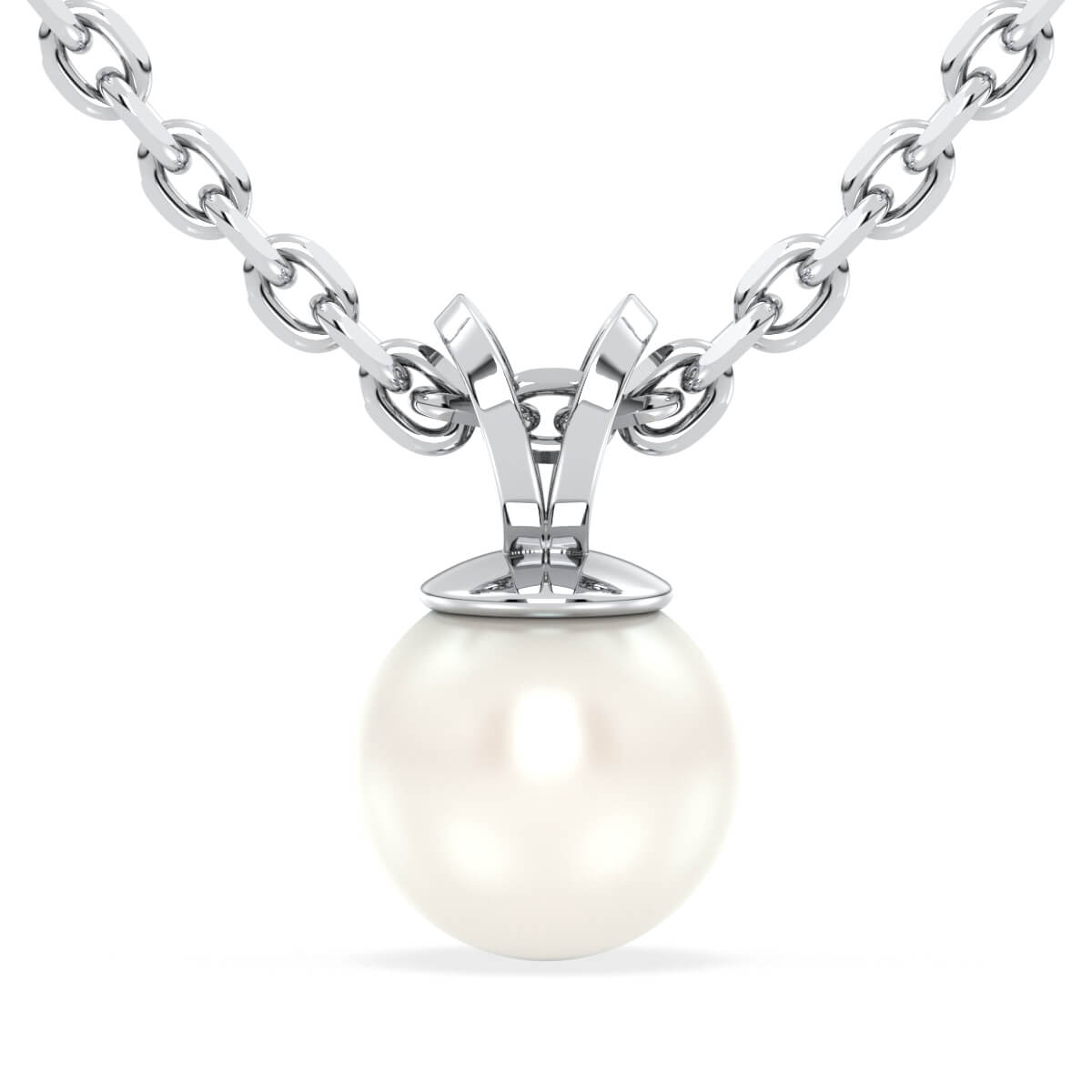 Freshwater Pearl V-Bale Pendant - White