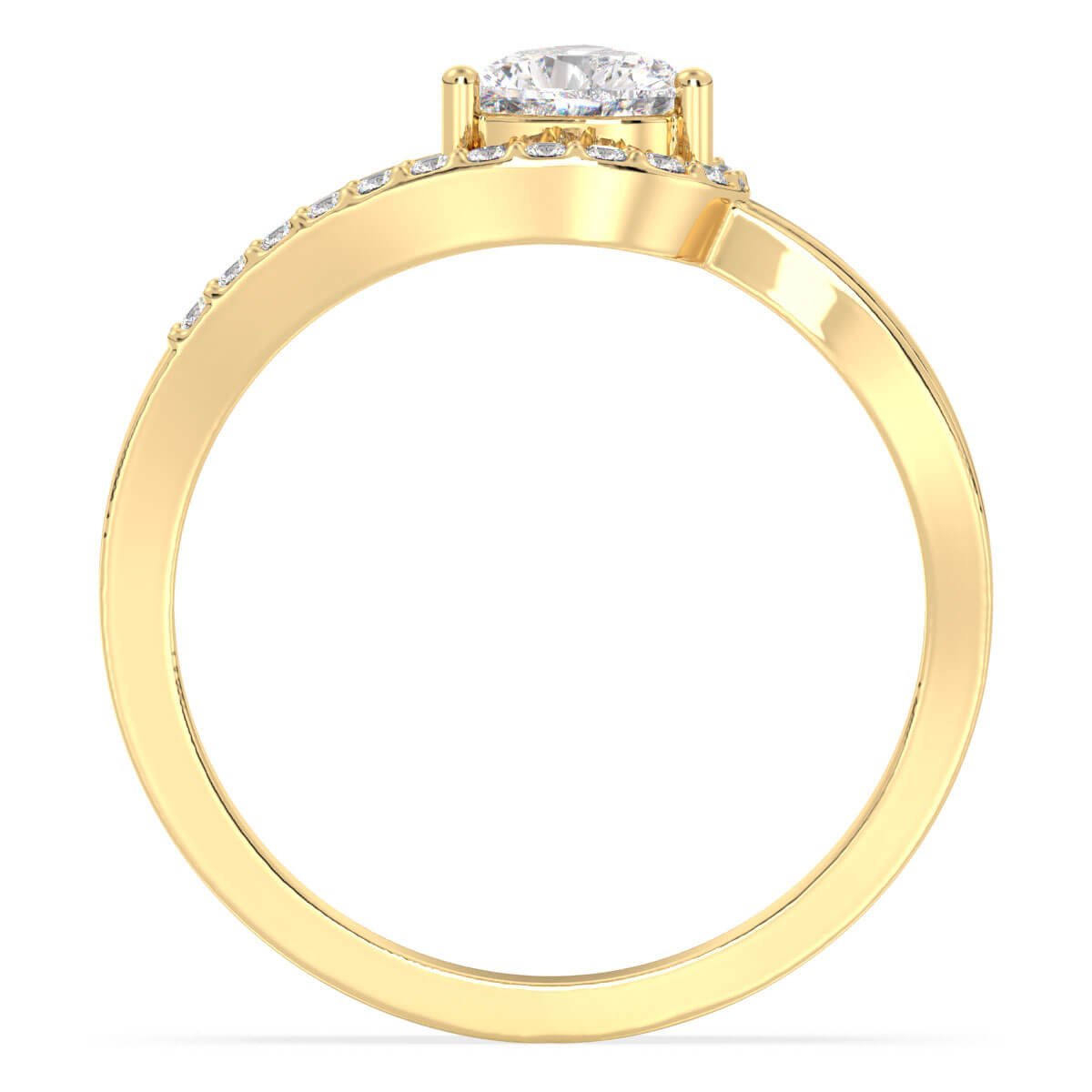 Heart-Shaped Moissanite Bypass Ring-Yellow