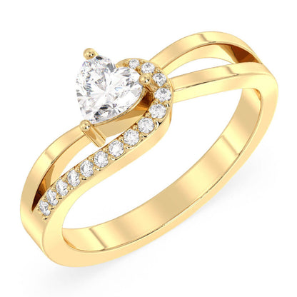 Heart-Shaped Moissanite Bypass Ring-Yellow