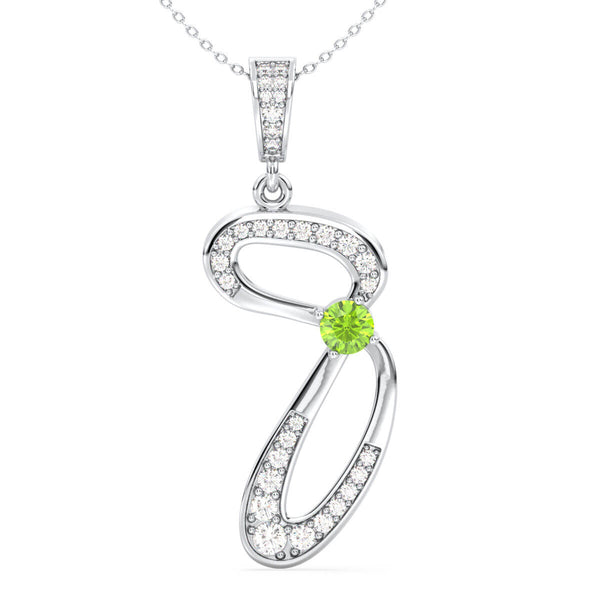 Peridot Infinity Swirl Pendant -White