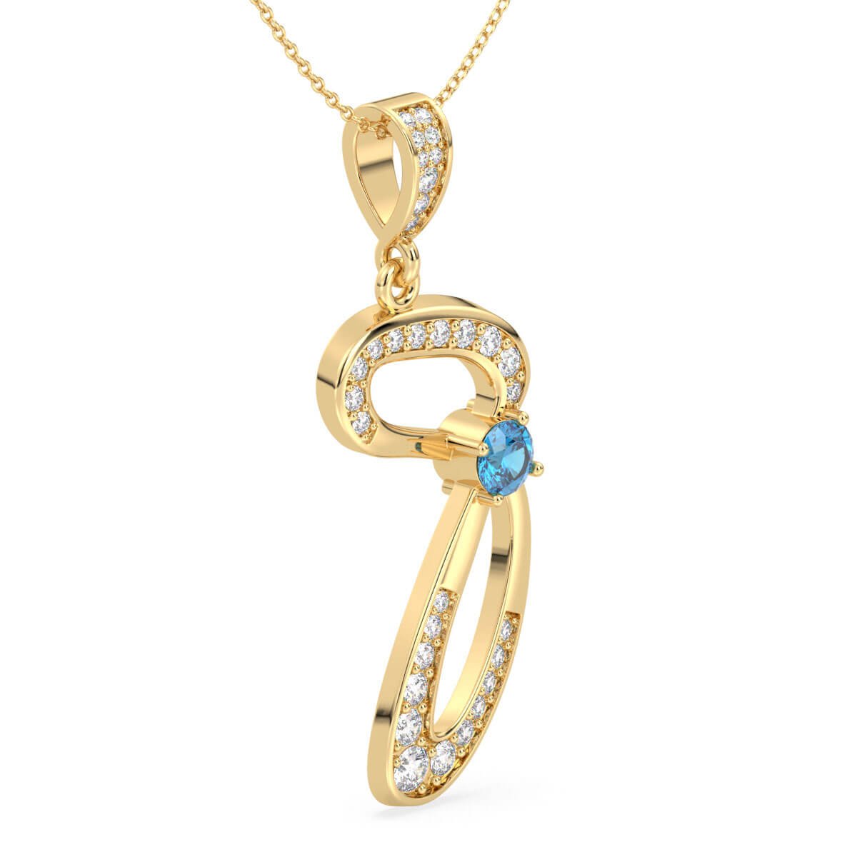 Swiss Blue Topaz Infinity Swirl Pendant - Yellow