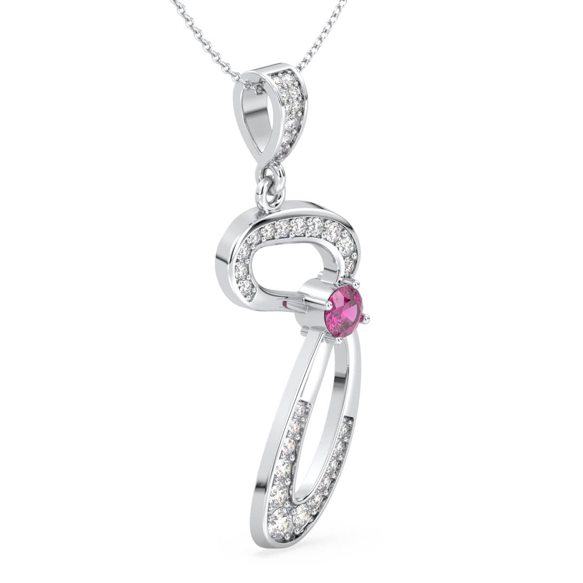 Pink Topaz Infinity Swirl Pendant - White