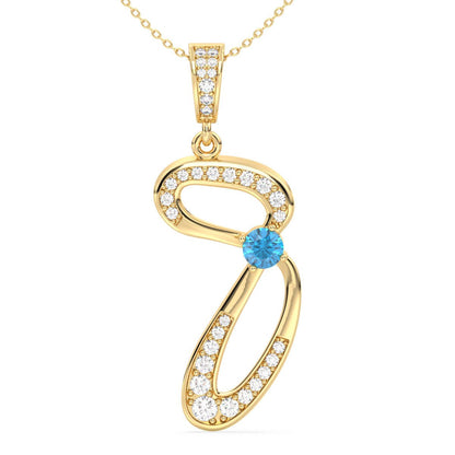 Swiss Blue Topaz Infinity Swirl Pendant - Yellow