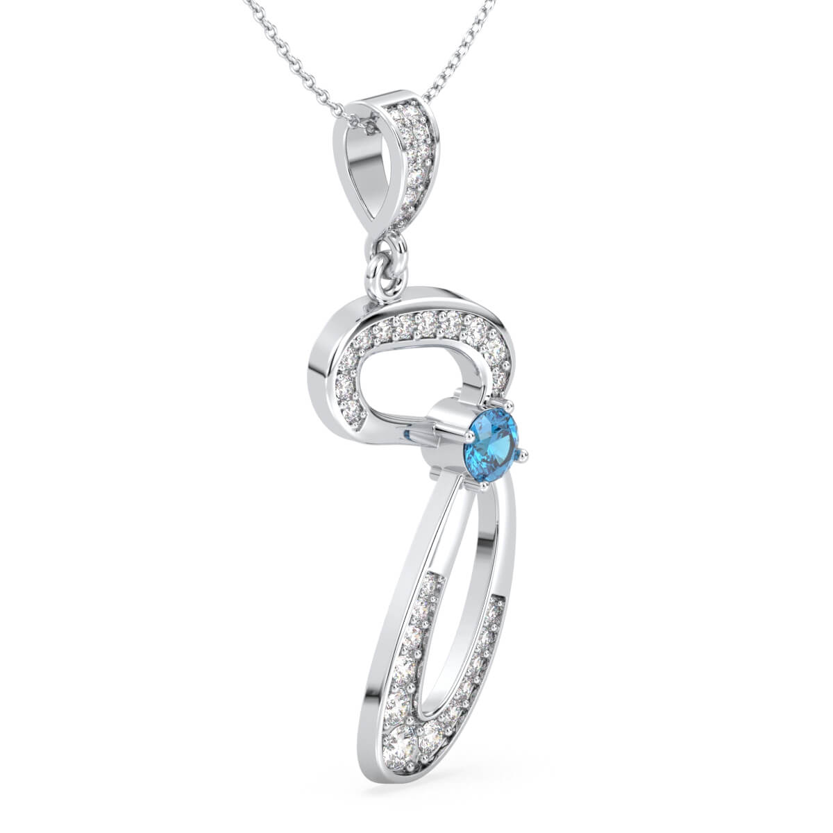 Swiss Blue Topaz Infinity Swirl Pendant - White