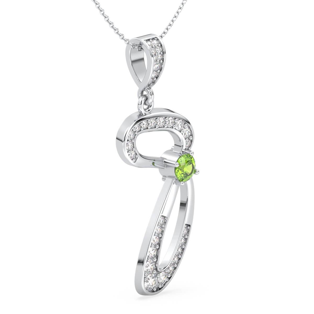 Peridot Infinity Swirl Pendant -White